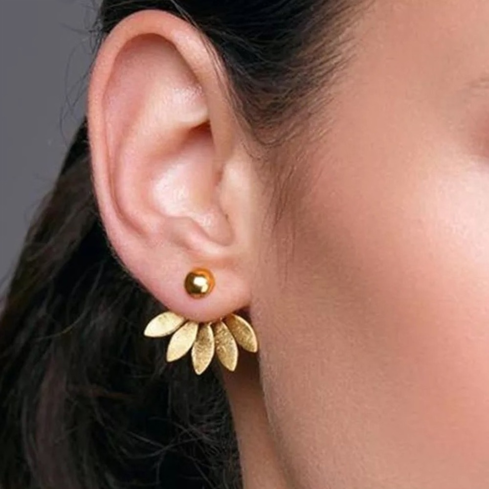 🎉 New Gold Plated Lotus Flower Stud Earrings set